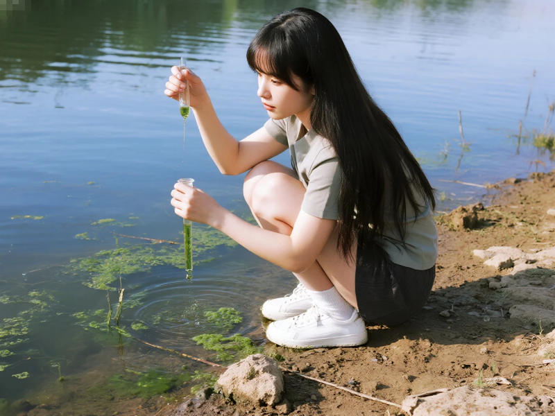 發(fā)生水華大量藍(lán)綠藻的水面 發(fā)生水華大量藍(lán)綠藻的水面